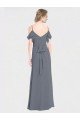 Long Chiffon Spaghetti Strap V-Neck Bridesmaid Dress with Off-The-Shoulder Flutter Sleeves Sydney