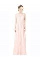 Long Chiffon Sleeveless Bridesmaid Dress with Sheer Illusion Top and V-Back Sydney