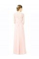Long Chiffon Sleeveless Bridesmaid Dress with Sheer Illusion Top and V-Back Sydney