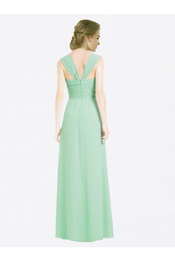 Long Chiffon Bridesmaid Dress with a Sweetheart Neckline and Pleated Shoulder Straps Sydney