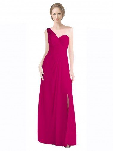Shop Full Length Chiffon Bridesmaid Dress with One Wide Shoulder Strap Sydney