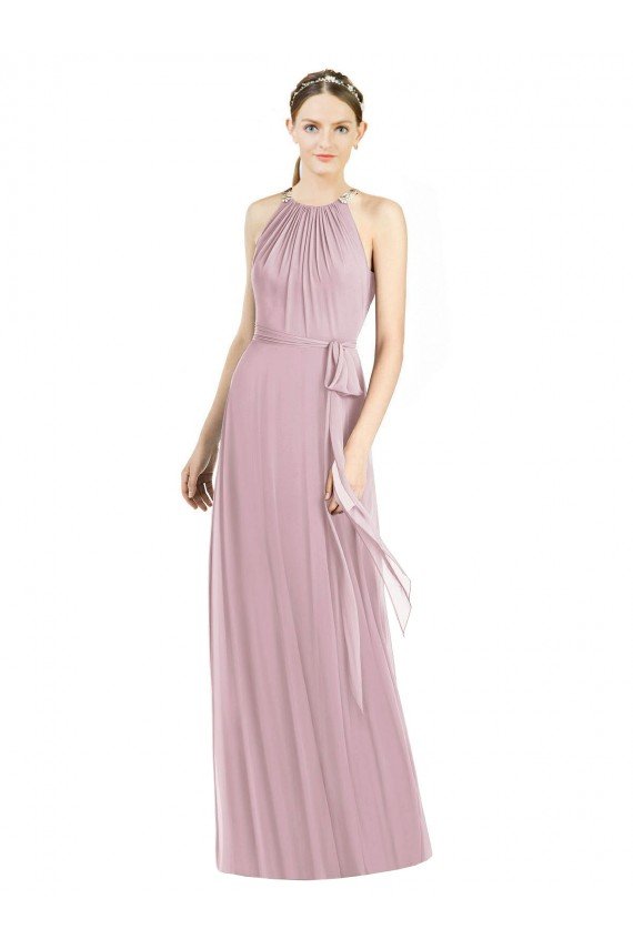 Shop Shirred Halter Neck Long Chiffon Bridesmaid Dress Sydney