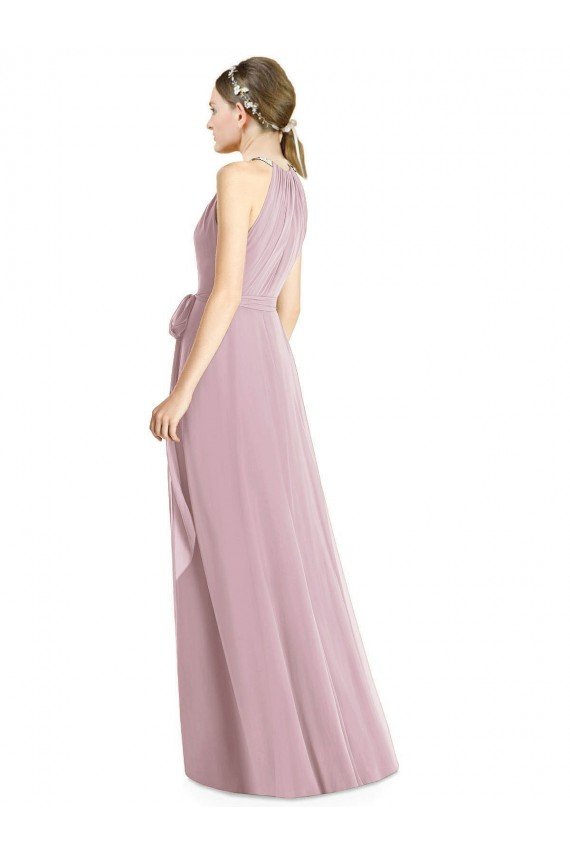 Shop Shirred Halter Neck Long Chiffon Bridesmaid Dress Sydney