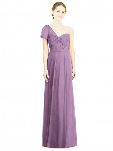 Shop Flutter Sleeves One Shoulder Long Chiffon Bridesmaid Dress Sydney