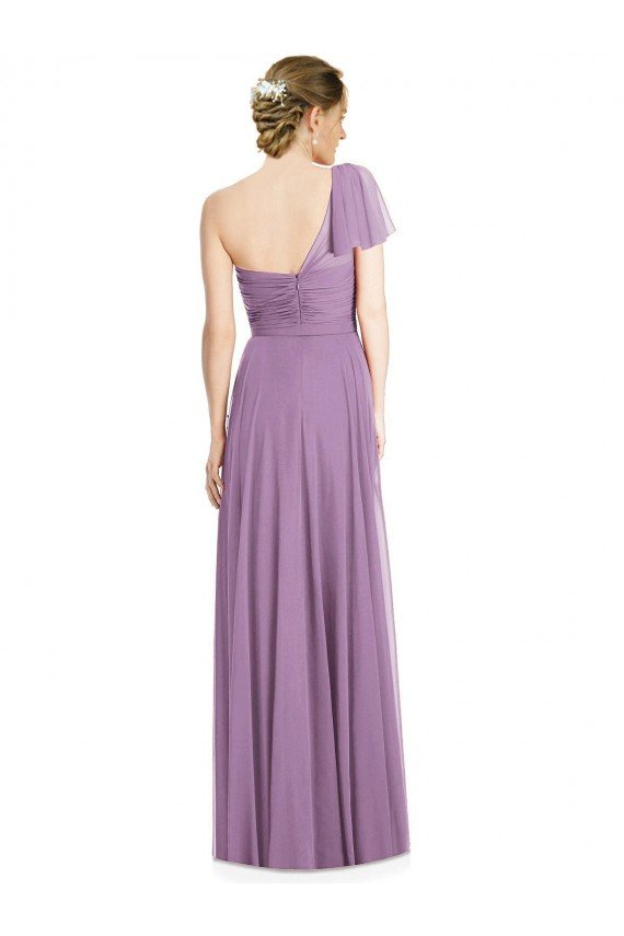 Shop Flutter Sleeves One Shoulder Long Chiffon Bridesmaid Dress Sydney