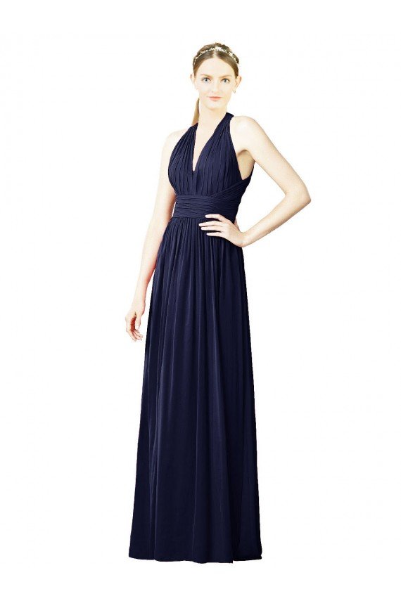 V-Neck Halter Long Open Back Chiffon Bridesmaid Dress Sydney