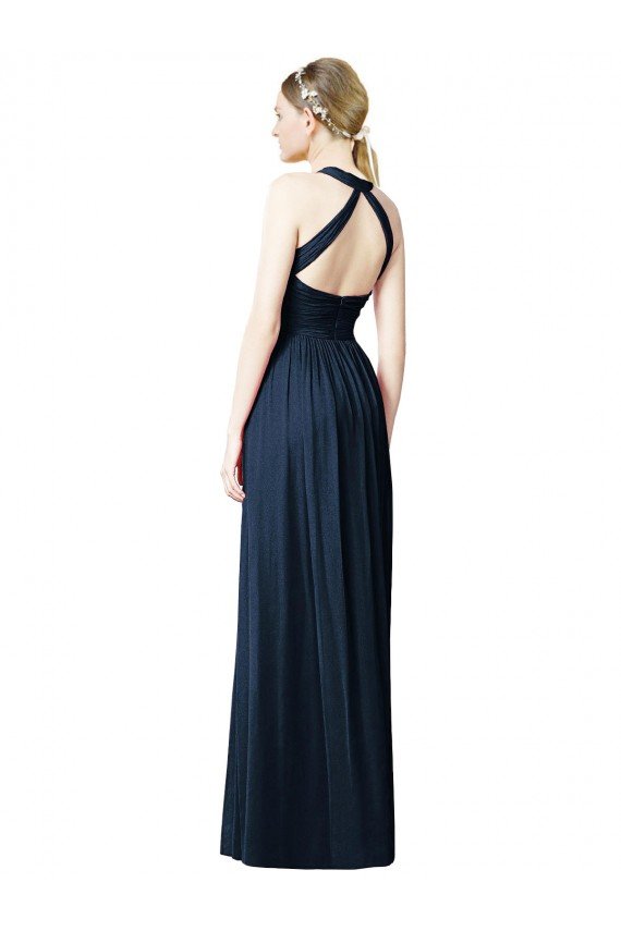 V-Neck Halter Long Open Back Chiffon Bridesmaid Dress Sydney