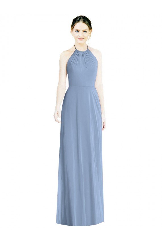Shop Halter Neck Tie Back Long Chiffon Bridesmaid Dress Sydney