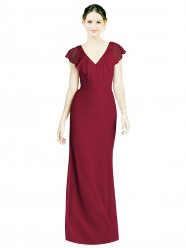 Shop V-Neck V-Back Long Chiffon Bridesmaid Dress Sydney