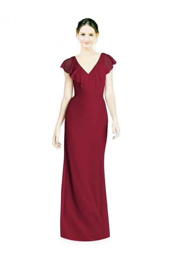 Shop V-Neck V-Back Long Chiffon Bridesmaid Dress Sydney