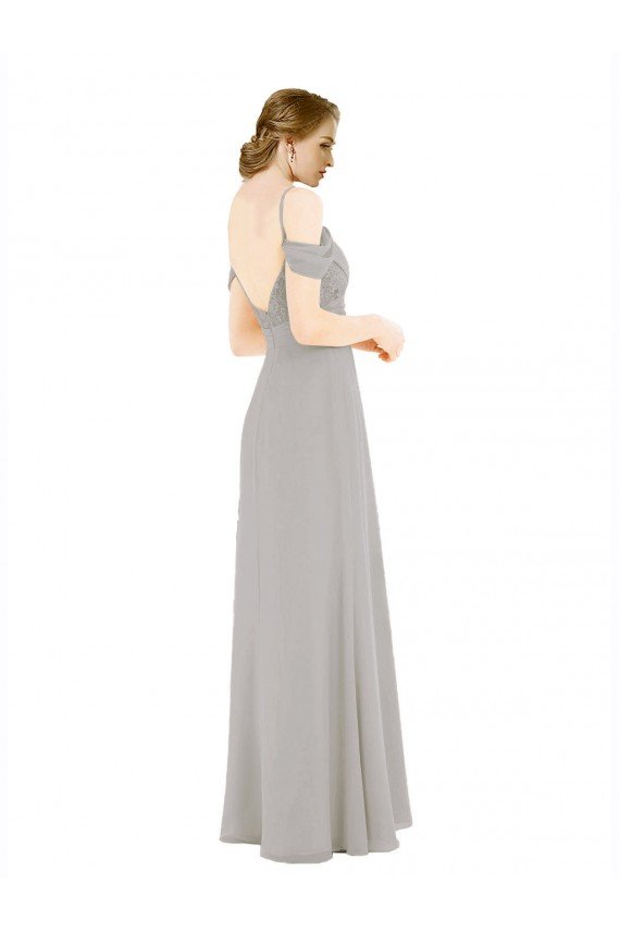 Shop Draped Cold Shoulder Chiffon Bridesmaid Dress with Pleated Wrap Bodice Sydney