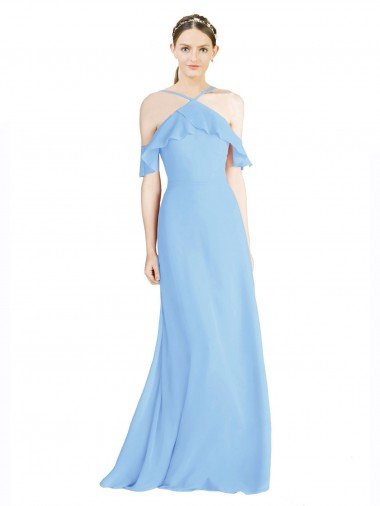 Shop Halter Frill Cold Shoulder A-Line Chiffon Bridesmaid Dress Sydney