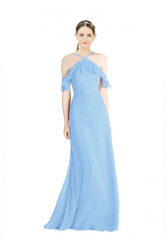 Halter Frill Cold Shoulder A-Line Chiffon Bridesmaid Dress Sydney
