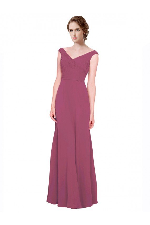 Shop V-Neckline Long Chiffon Bridesmaid Dress with Wide V-Back Sydney
