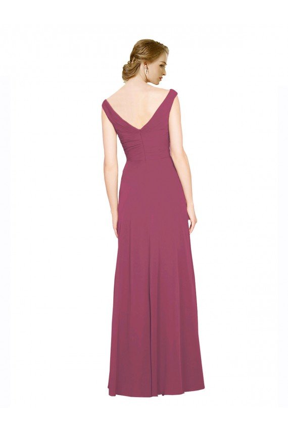 Shop V-Neckline Long Chiffon Bridesmaid Dress with Wide V-Back Sydney