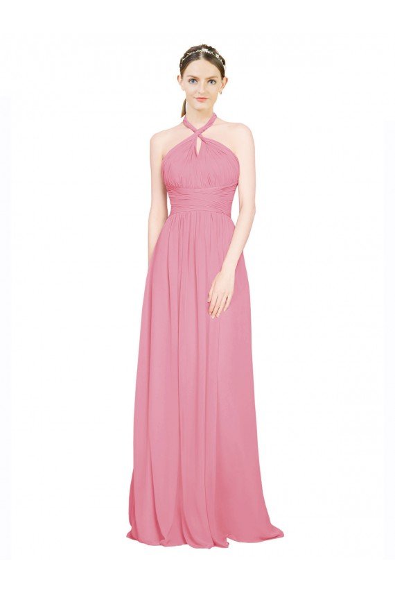 Shop Halter Neck Keyhole A-Line Chiffon Bridesmaid Dress Sydney