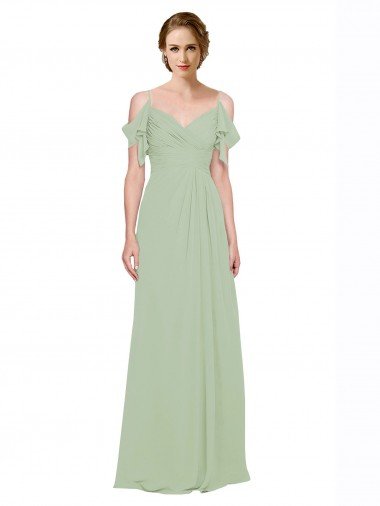 Shop Split Cold Shoulder Draped A-Line Chiffon Bridesmaid Dress Sydney