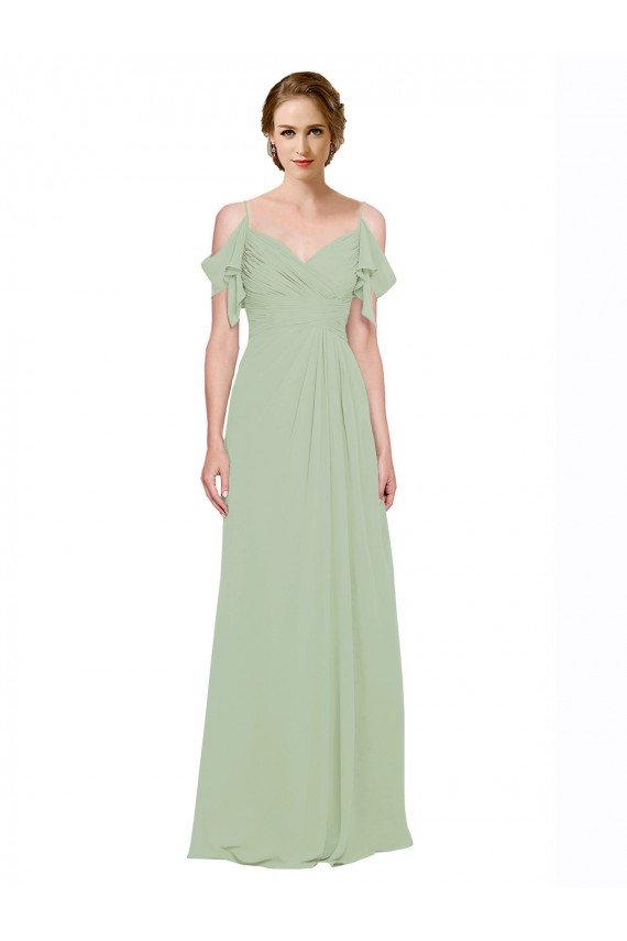 Split Cold Shoulder Draped A-Line Chiffon Bridesmaid Dress Sydney