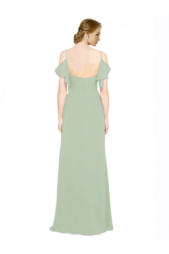 Split Cold Shoulder Draped A-Line Chiffon Bridesmaid Dress Sydney