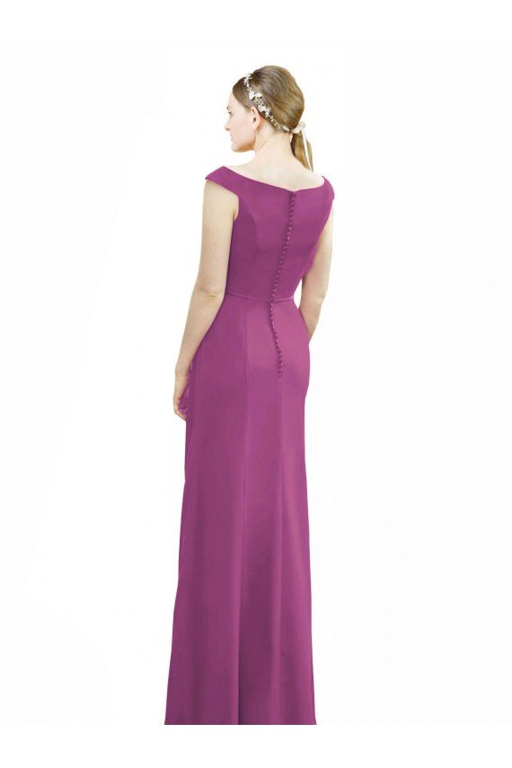 Full Length Long Chiffon Bridesmaid Dress with Boat Neck Sydney