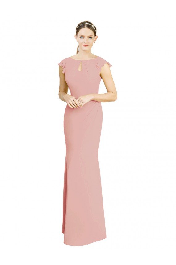 Shop Chiffon Cap Sleeves Long Bridesmaid Dress with Keyhole Sydney