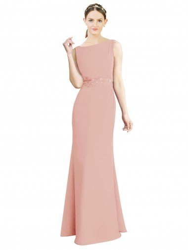 Shop Full Length Long Chiffon Bridesmaid Dress with Pleated Lace Waist Sydney