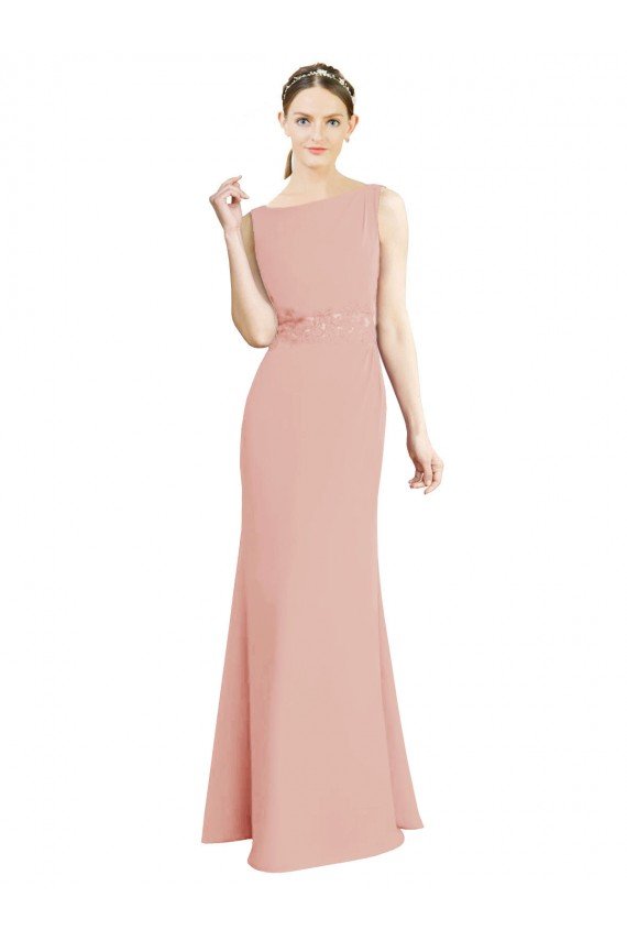 Shop Full Length Long Chiffon Bridesmaid Dress with Pleated Lace Waist Sydney