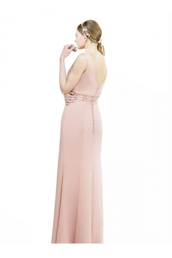 Shop Full Length Long Chiffon Bridesmaid Dress with Pleated Lace Waist Sydney