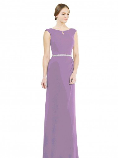 Shop Long Chiffon Bridesmaid Dress with Boat Neckline and Keyhole Sydney