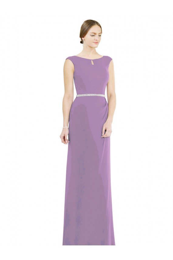 Shop Long Chiffon Bridesmaid Dress with Boat Neckline and Keyhole Sydney