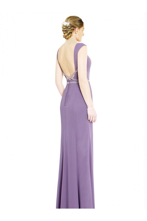 Shop Long Chiffon Bridesmaid Dress with Boat Neckline and Keyhole Sydney