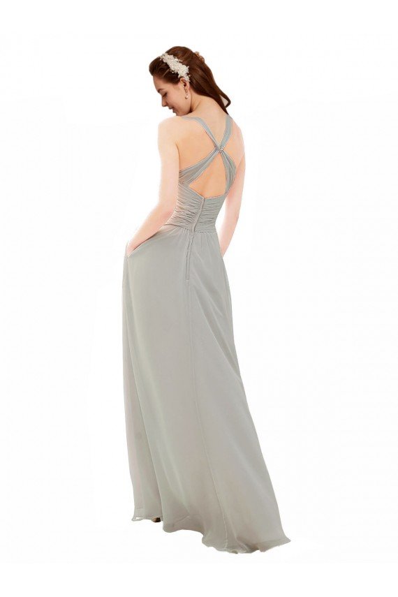 Shop Chiffon Bridesmaid Dress with Ruched Draped Bodice Sydney