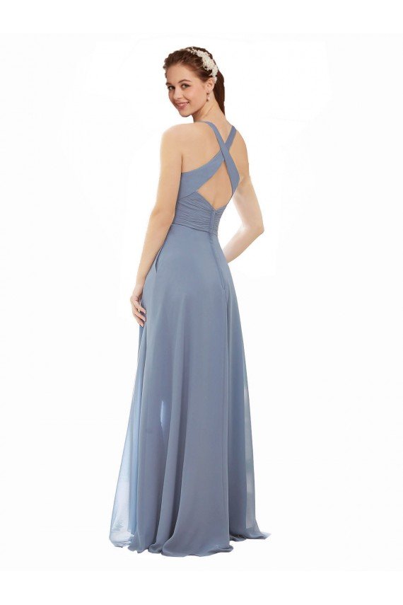 Shop High Neck Chiffon Bridesmaid Dress with Draped Bodice Sydney