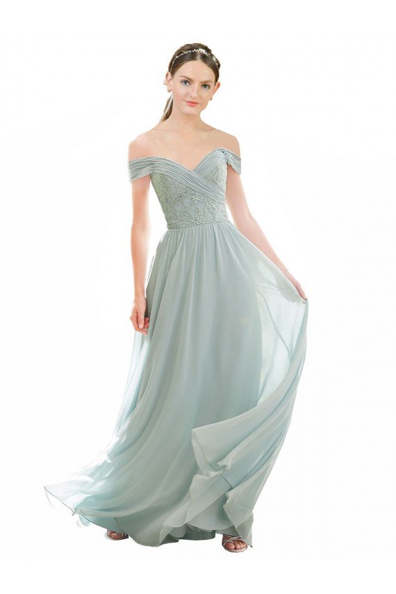 Shop Romantic Bridesmaid Dress with Embroidered Off the Shoulder Bodice Sydney