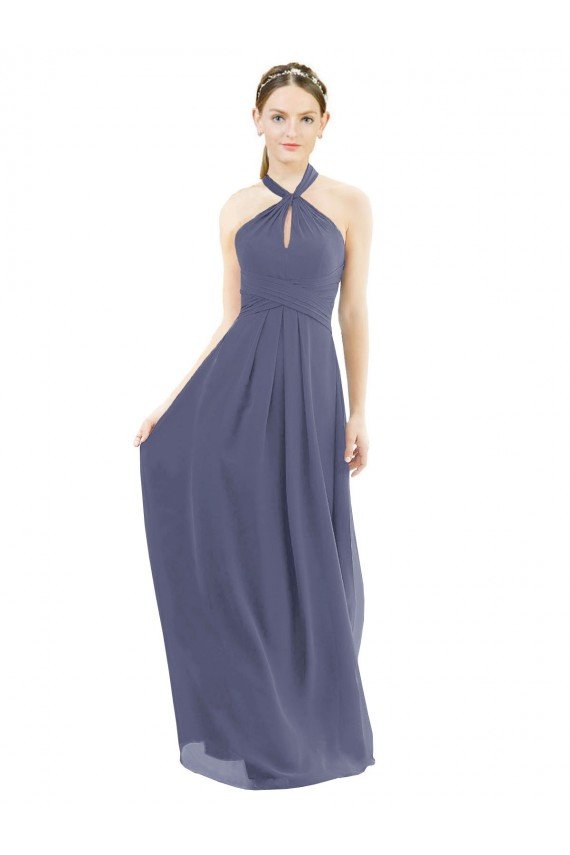 High Halter Neck Chiffon Bridesmaid Dress with Twist-Tie Sydney