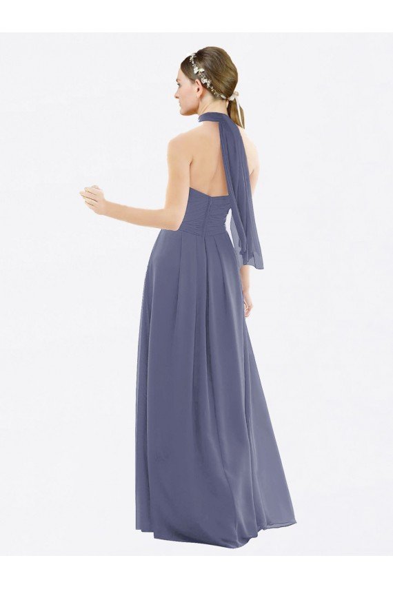 High Halter Neck Chiffon Bridesmaid Dress with Twist-Tie Sydney
