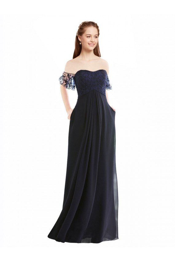 Shop Boho Bridesmaid Dress with Beaded Embroidered Bodice and Flutter Cap Sleeves Sydney
