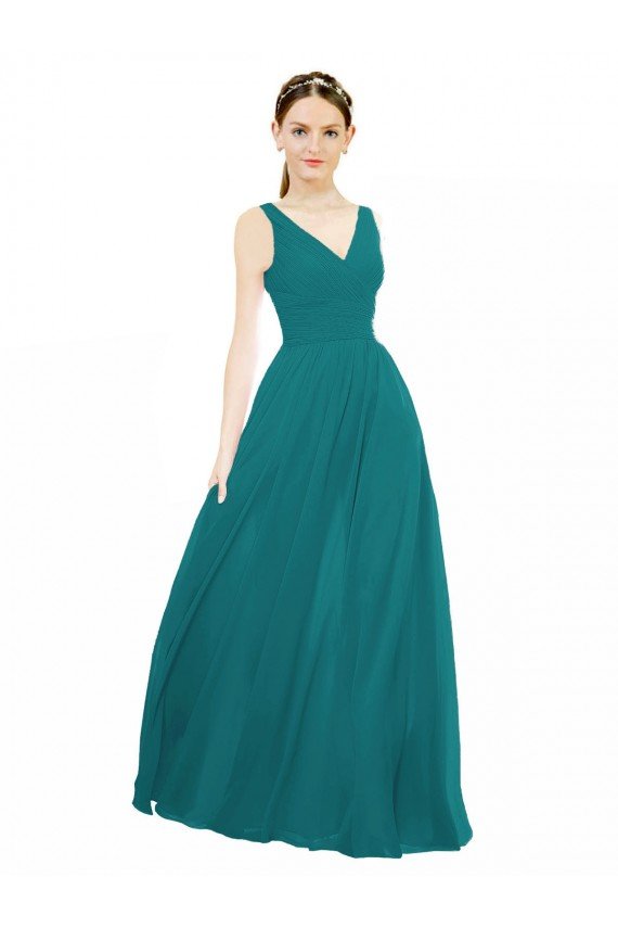 Shop Figure Flattering Chiffon Bridesmaid Dress with Draped V-Neck Bodice Sydney