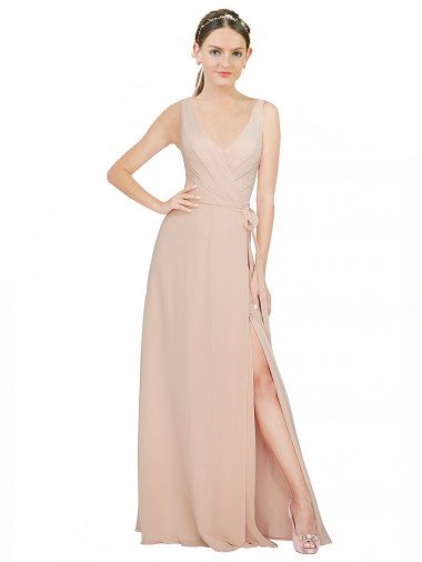 Shop Chiffon Bridesmaids Dress with Matching Chiffon Tie Sash Sydney