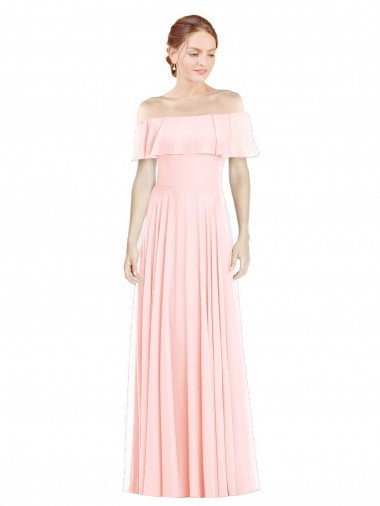 Shop Off the Shoulder Long Bridesmaid Dress With Ruffle Overlay Sydney