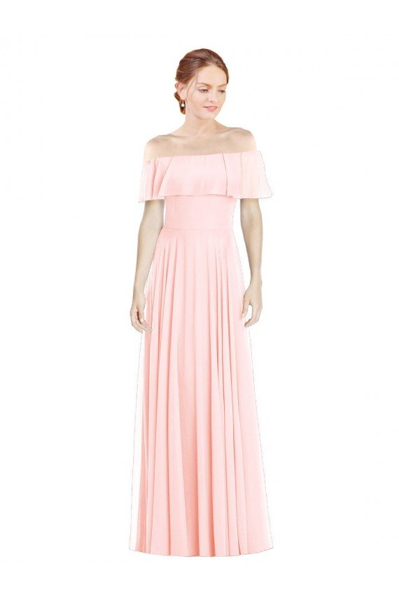 Shop Off the Shoulder Long Bridesmaid Dress With Ruffle Overlay Sydney