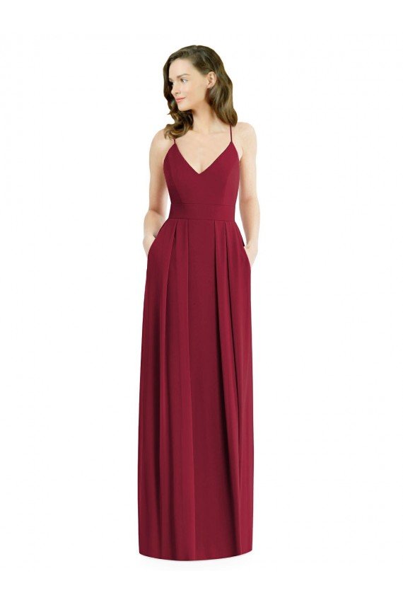 Shop Pleated Skirt Chiffon Maxi Bridesmaid Dress with Pockets Sydney