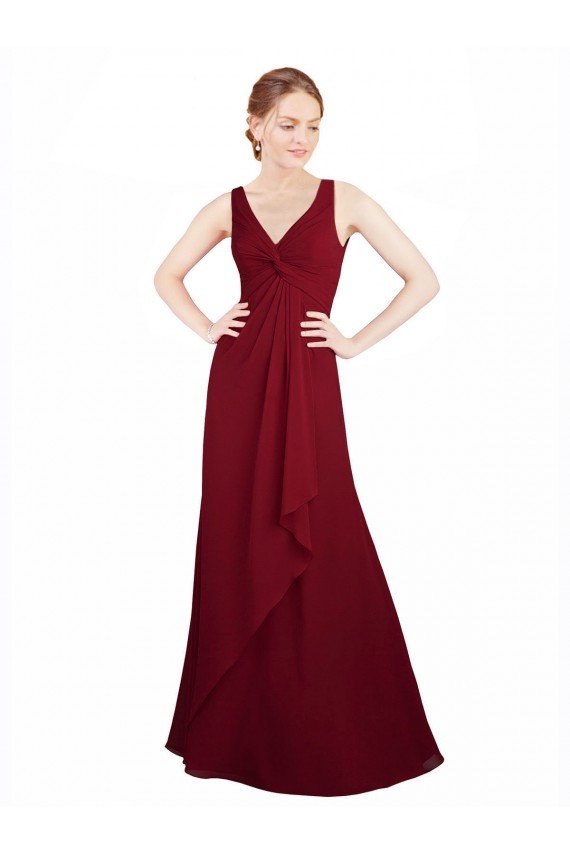 Shop Twist-Knot V-Neckline Long Chiffon Bridesmaid Dress Sydney