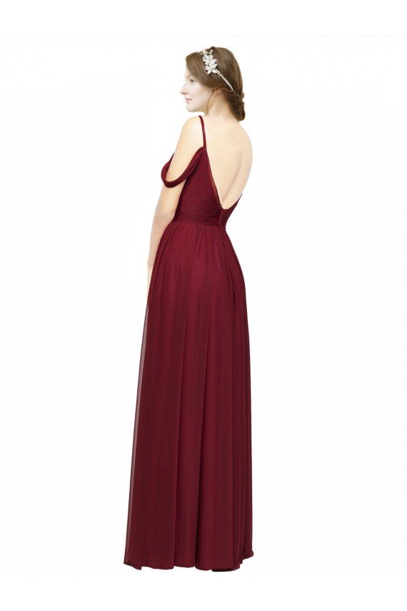 Shop Off the Shoulder V-Neck Petite Chiffon Bridesmaid Dress with Open Back Sydney