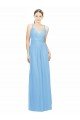 Double Straps Shoulder V-Neck Sheath Chiffon Bridesmaid Dress with Keyhole Back Sydney