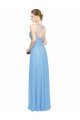 Double Straps Shoulder V-Neck Sheath Chiffon Bridesmaid Dress with Keyhole Back Sydney