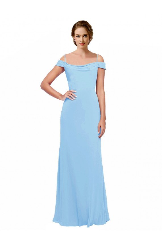 Off the Shoulder Bateau Neck Chiffon Bridesmaid Dress with Straps Sydney