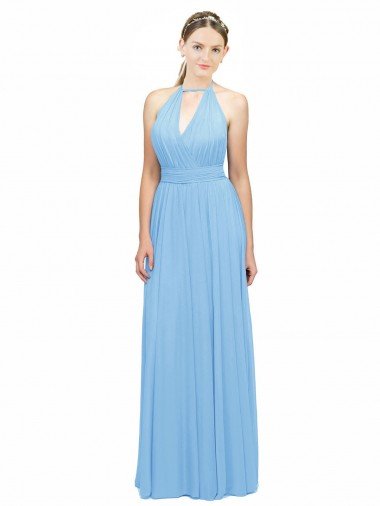 Keyhole Front Sheath Chiffon Bridesmaid Dress with Open Tie Back Sydney