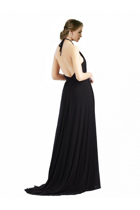 Shop Backless Halter Chiffon Bridesmaid Dress with Front Slit and Tie Open Back Sydney