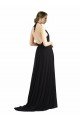 Shop Backless Halter Chiffon Bridesmaid Dress with Front Slit and Tie Open Back Sydney